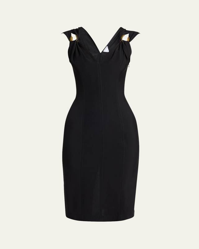 Buckle Sleeveless Grainy Viscose Linen Dress